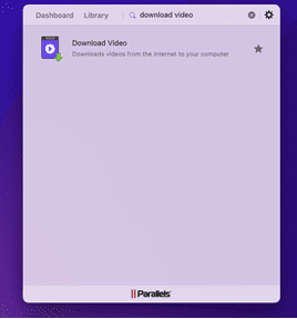 screenshot showing how to download video using parallels toolbox