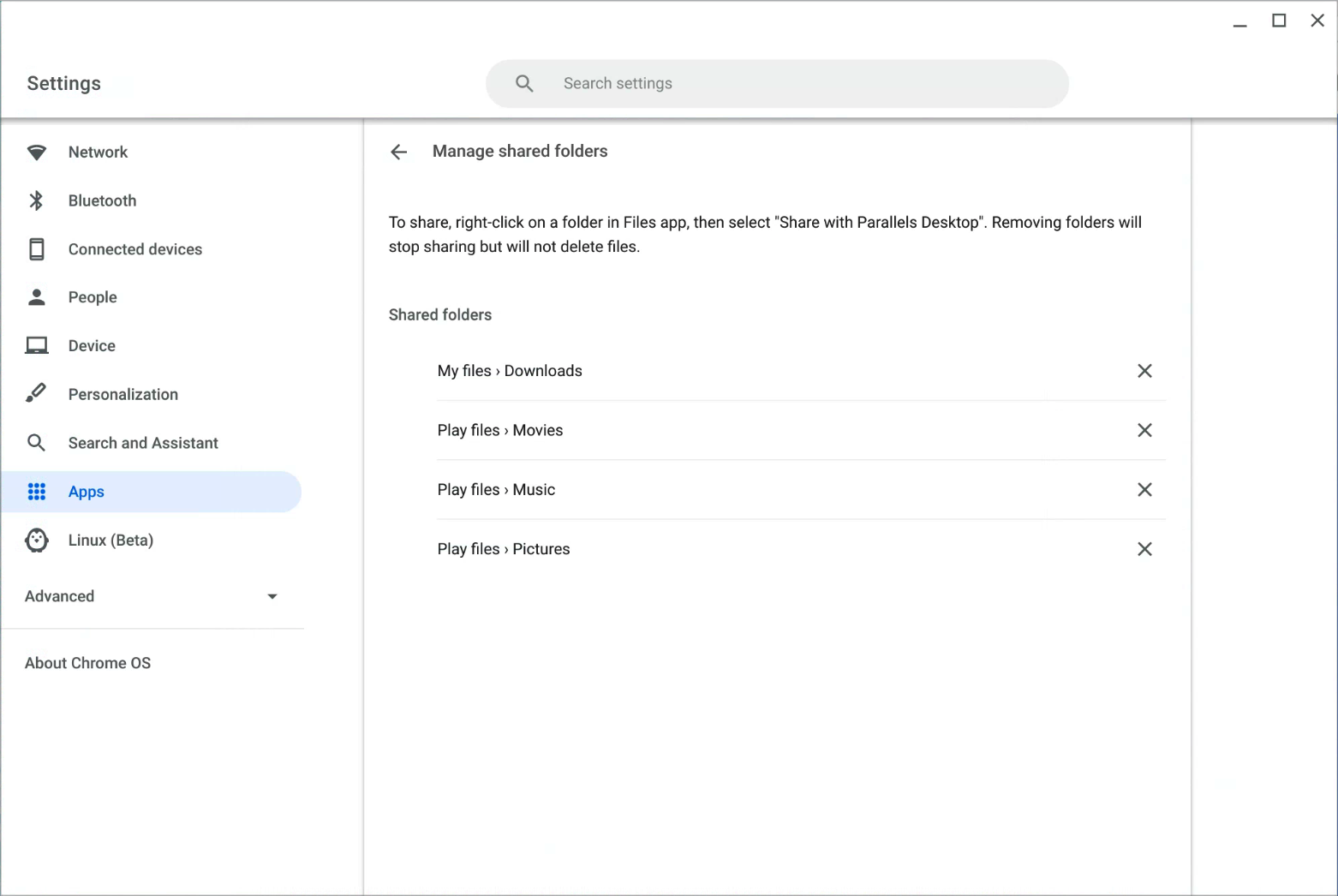 Shared fodlers on Chromebook