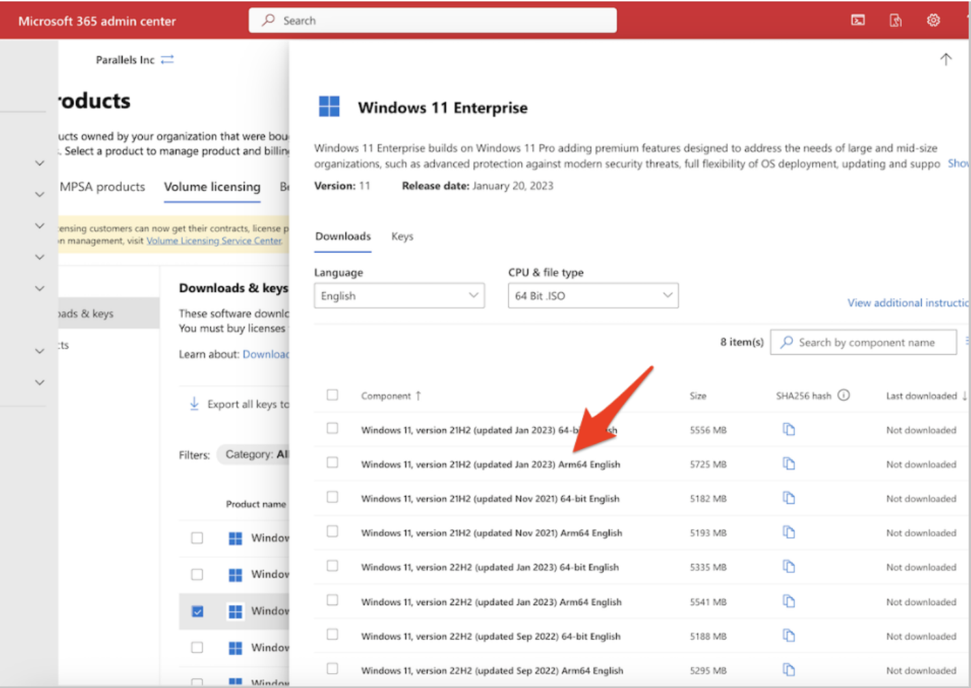 Downloading Windows ISO from the Microsoft Business portal