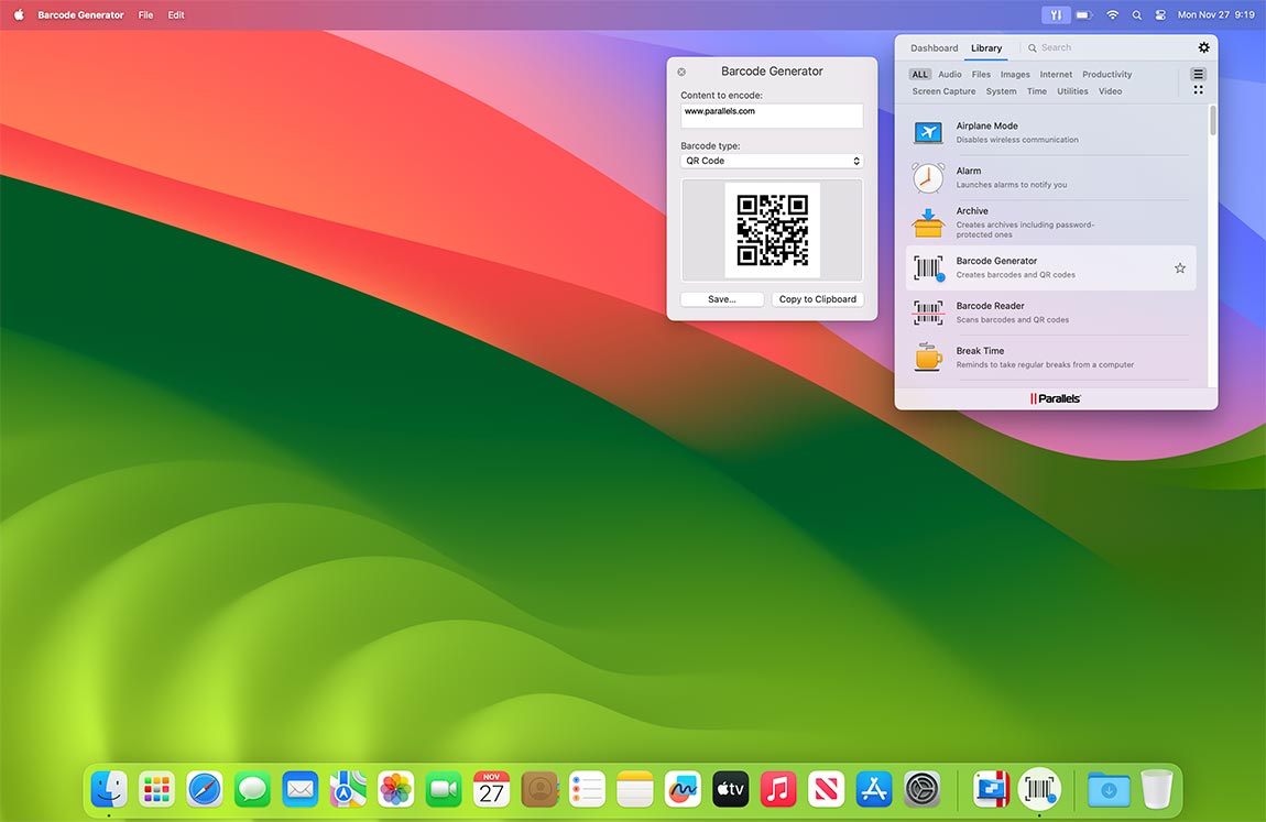 Barcode Generator screen