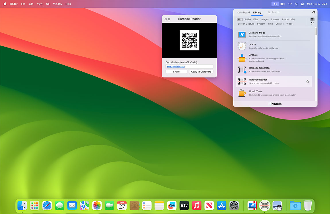 Barcode Reader screen