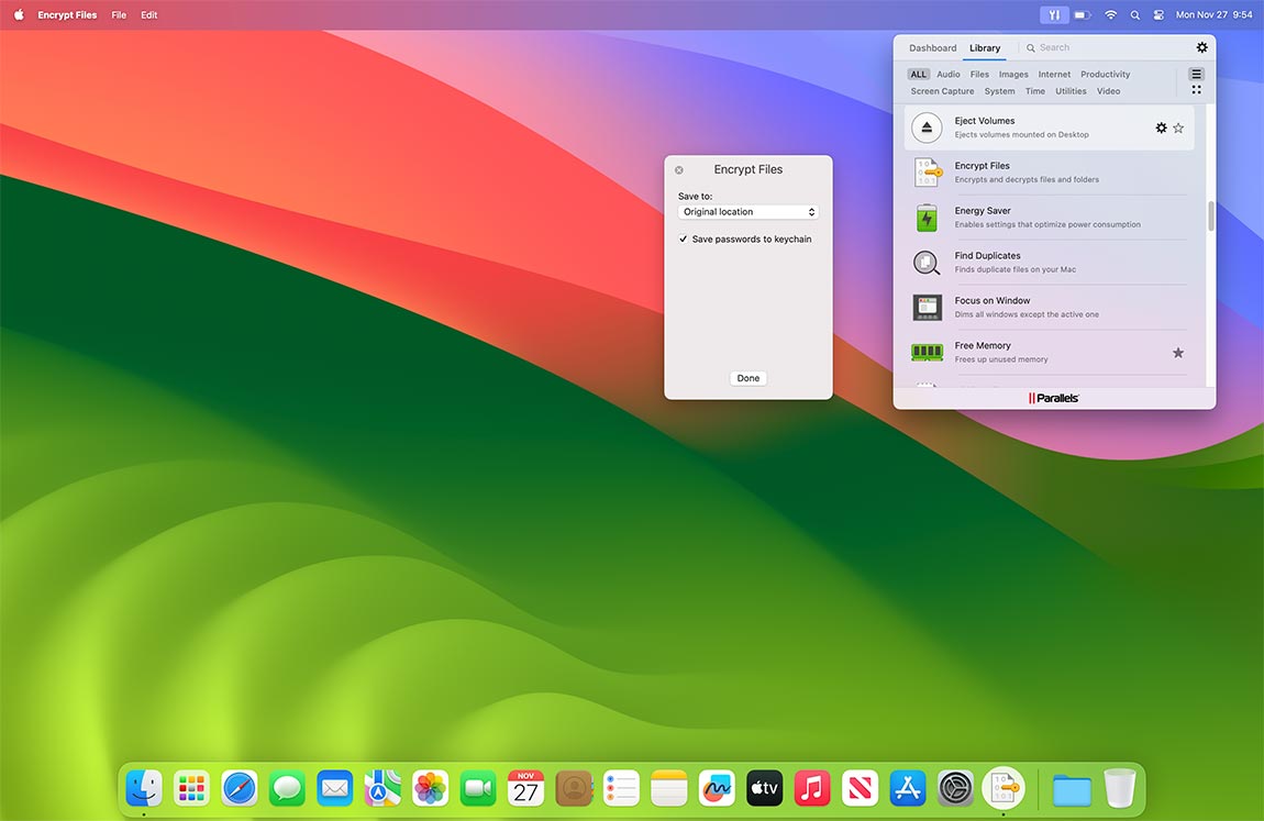 Encrypt Files screen