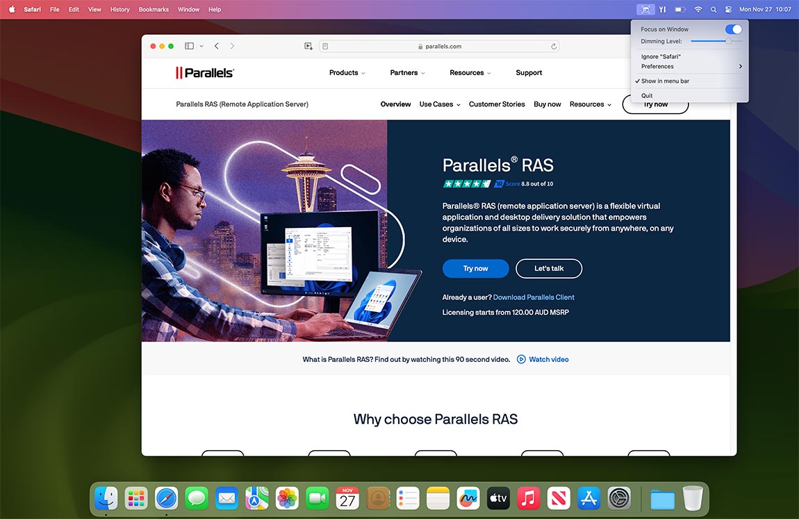 Focus on Window screen