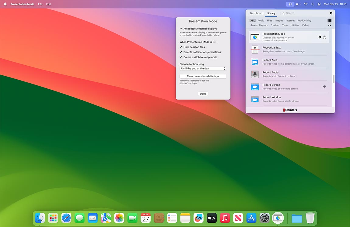 Presentation Mode screen