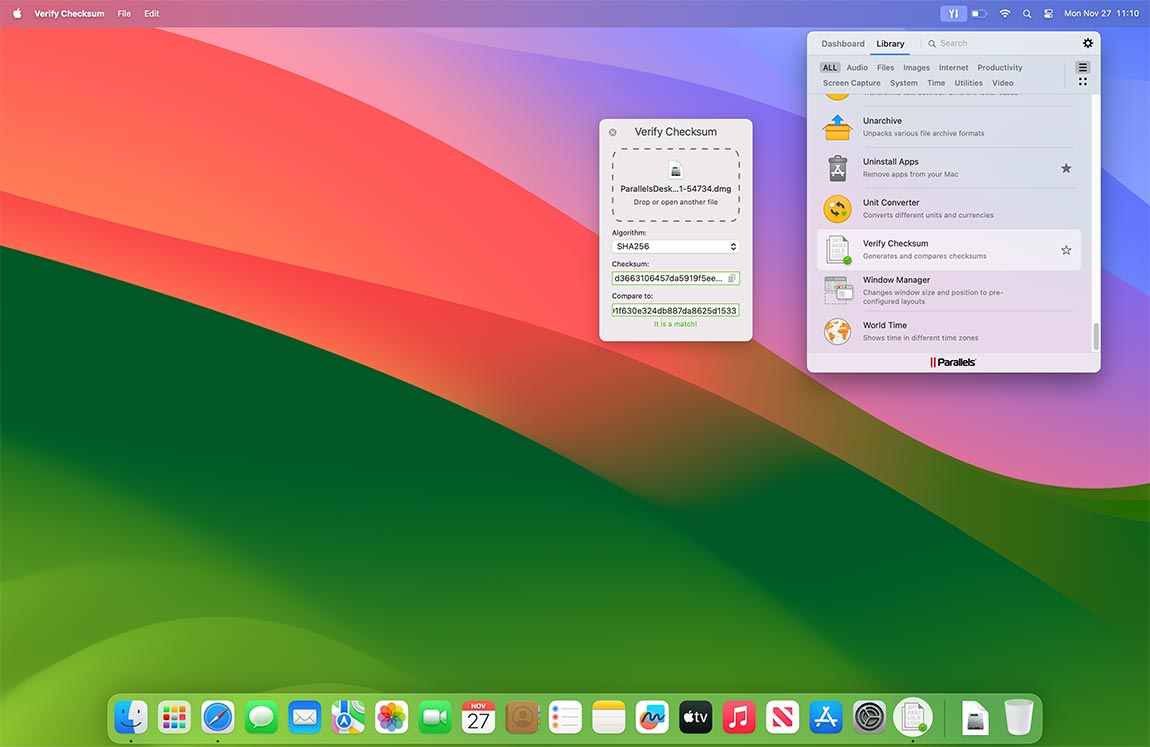 Verify Checksum screen