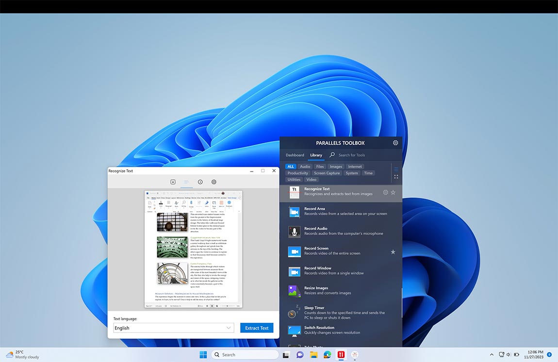 Recognize Text screen