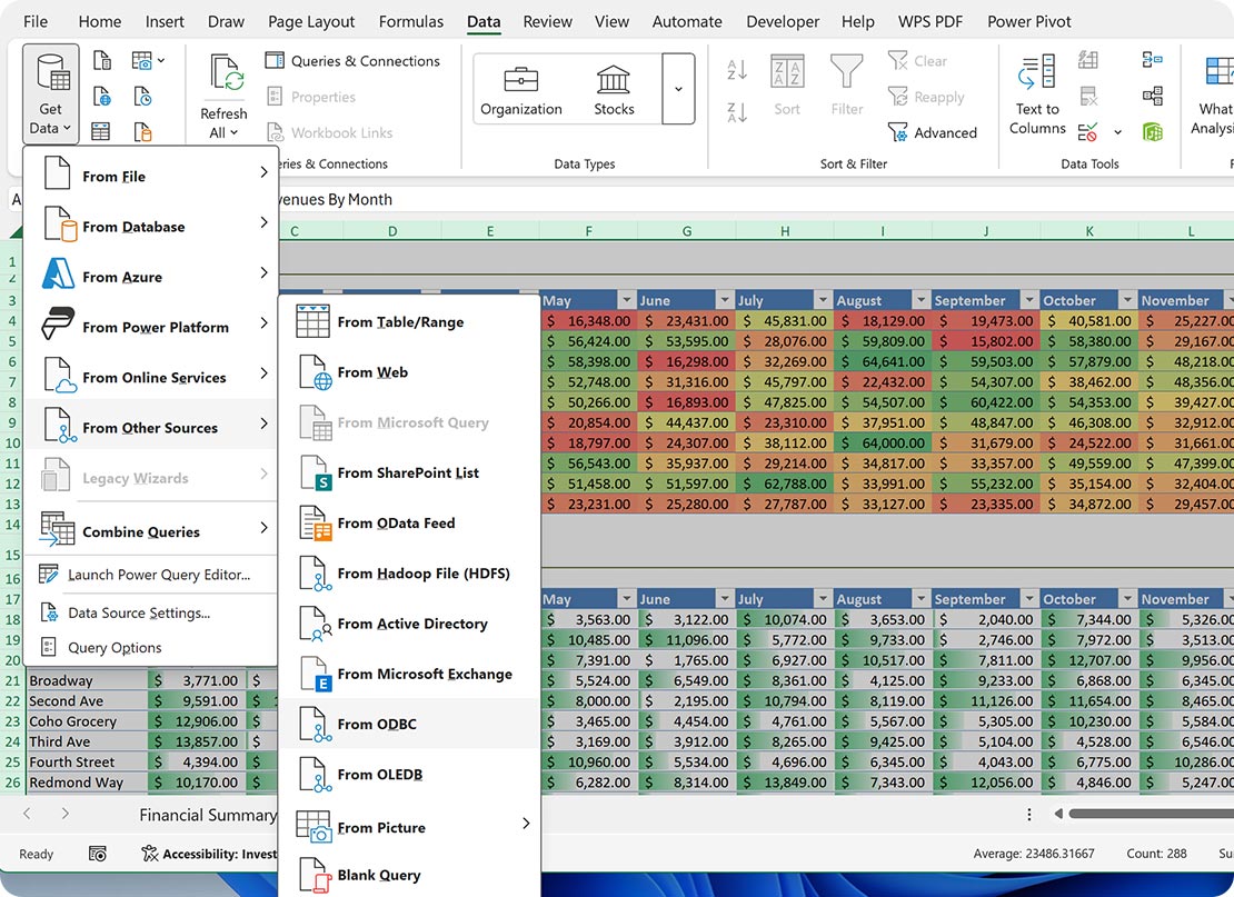 Data connectivity options