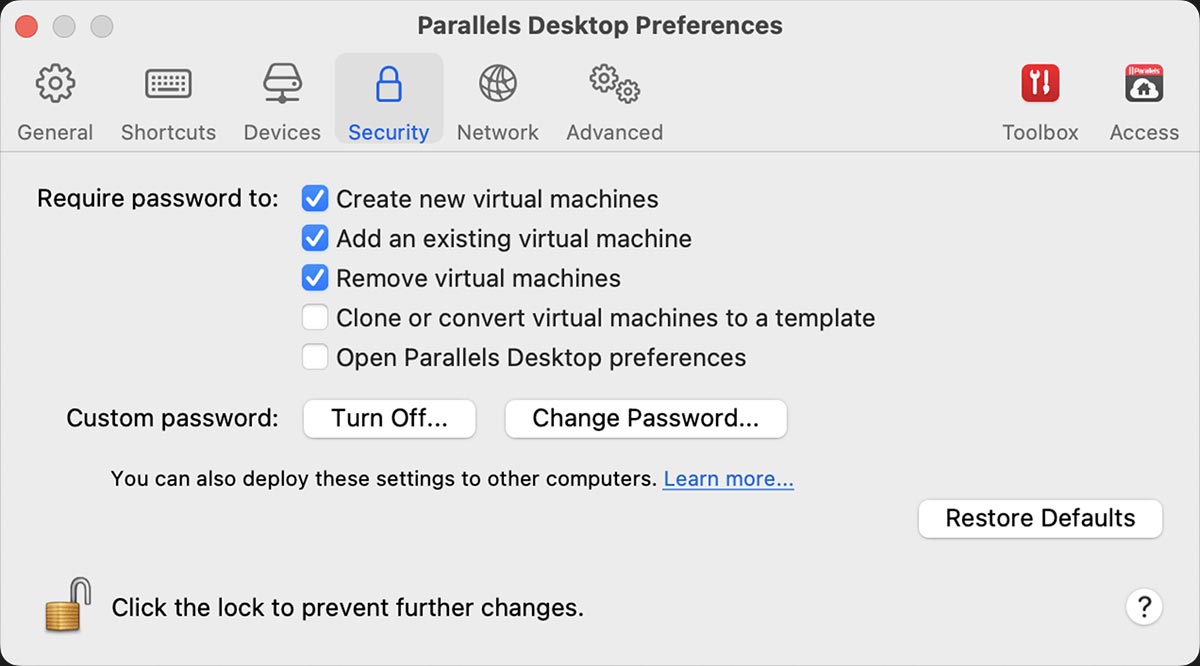 Let users set up Windows and other virtual machines or restrict access to only the one(s) approved and set up by IT